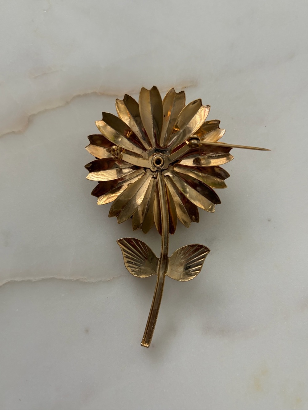 Gold Floral Sunflower Brooch - Picture 7 of 7